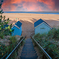 Buy canvas prints of steps to the beach wells next the sea by Kevin Snelling