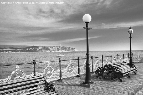 Swanage Pier and Ballard Down Picture Board by Chris Harris