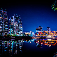 Buy canvas prints of Salford Quays by Night by Hannah Ashton