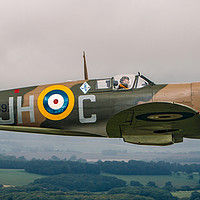Buy canvas prints of Aloft with the Spitfire by Tom Dolezal