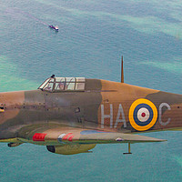 Buy canvas prints of Hawker Hurricane over the English Channel by Tom Dolezal