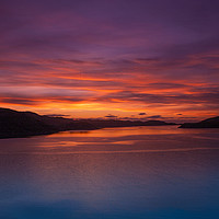 Buy canvas prints of Red Sunset at Loch A Chairn Bhain by Tom Dolezal