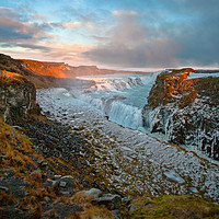 Buy canvas prints of Early morning winter light at Gullfoss, Iceland by Tom Dolezal