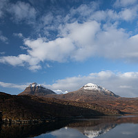 Buy canvas prints of Snowy Quinag reflection by Tom Dolezal
