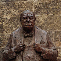 Buy canvas prints of Churchill bust in Prague by Tom Dolezal