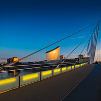 Buy canvas prints of Salford Quays Footbridge by Jeanette Teare