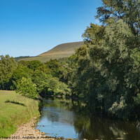 Buy canvas prints of River Ribble and Pendle Hill by Jeanette Teare
