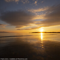 Buy canvas prints of Sunset at Llanddyn from Newborough beach by Jeanette Teare