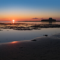 Buy canvas prints of Mystical sunset at Cwyfan, Aberffraw by Jeanette Teare