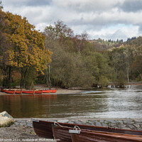 Buy canvas prints of Orange boats at Coniston Water by JUDI LION