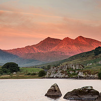 Buy canvas prints of Red sunrise on the Snowdon Horseshoe by JUDI LION