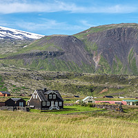 Buy canvas prints of Black wooden house at Arnastapi, Iceland by JUDI LION