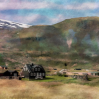 Buy canvas prints of Icelandic house with watercolour treatment by JUDI LION