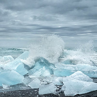 Buy canvas prints of Waves breaking over blocks of ice by JUDI LION
