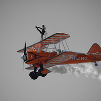 Buy canvas prints of Breitling wing walkers selective colour by Alan Clark