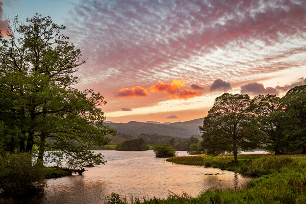 Sunset over Rydal Water in Lake District Picture Board by Steve Heap