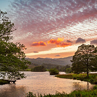 Buy canvas prints of Sunset over Rydal Water in Lake District by Steve Heap