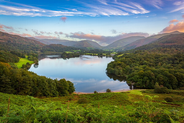 Lake Grasmere at dawn in Lake District Picture Board by Steve Heap