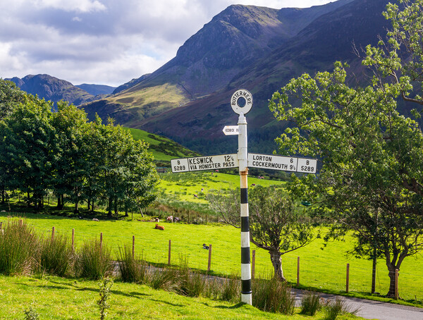 Buttermere road sign in english lake district Picture Board by Steve Heap