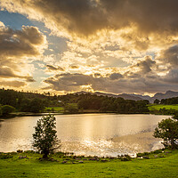 Buy canvas prints of Sunset at Loughrigg Tarn in Lake District by Steve Heap