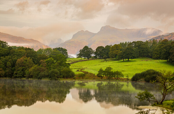 Sunrise at Loughrigg Tarn in Lake District Picture Board by Steve Heap