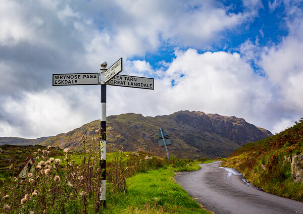 Langdale sign in english lake district Picture Board by Steve Heap