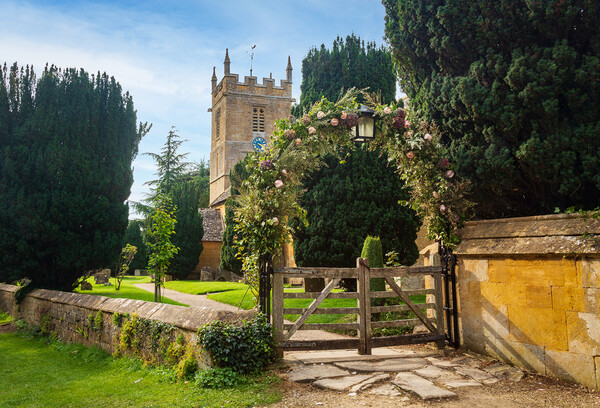 Stanway House and St Peters Church Stanton Picture Board by Steve Heap