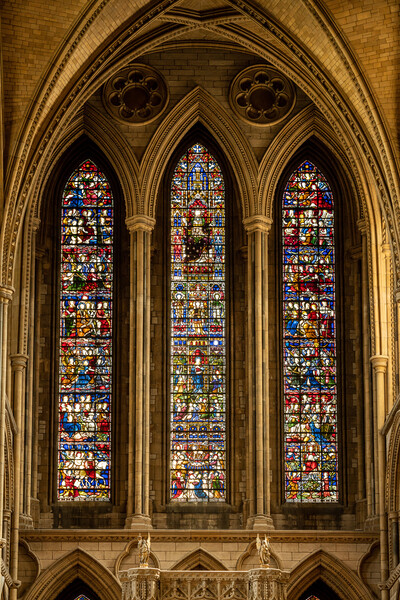 Stained glass window in Truro cathedral in Cornwall Picture Board by Steve Heap