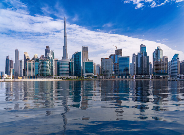 Futuristic Dubai Skyline Picture Board by Steve Heap