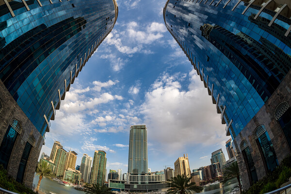 Futuristic Dubai Marina Skyline Picture Board by Steve Heap