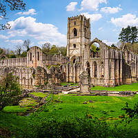 Buy canvas prints of Springtime at Fountains Abbey ruins in Yorkshire,  by Steve Heap