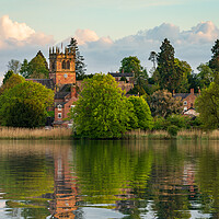 Buy canvas prints of View across the Mere to the town of Ellesmere in S by Steve Heap