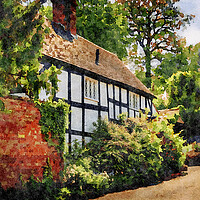 Buy canvas prints of Water color of tudor home in Ellesmere Shropshire by Steve Heap