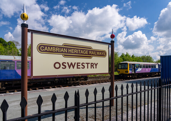 Oswestry railway station sign in Shropshire Picture Board by Steve Heap