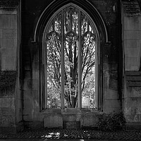 Buy canvas prints of Monochrome view of the empty windows of St Dunstan church by Steve Heap