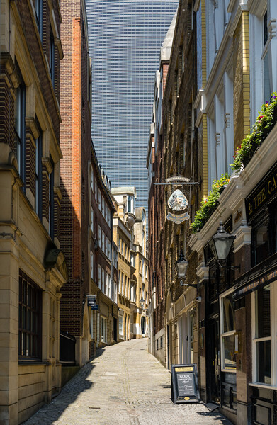 Lovat Lane in the City of London with skyscrapers filling sky Picture Board by Steve Heap