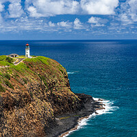 Buy canvas prints of Kilauae lighthouse on headland against blue sky on Kauai by Steve Heap