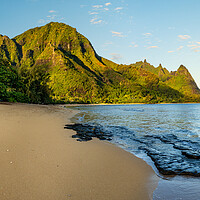 Buy canvas prints of Early morning sunrise over Tunnels Beach on Kauai in Hawaii by Steve Heap