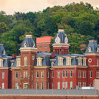 Buy canvas prints of Woodburn Hall at sunset in Morgantown WV by Steve Heap