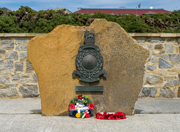 Royal Marines memorial in Stanley in the Falkland Islands Picture Board by Steve Heap