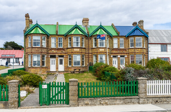 Jubilee Villas on the main street of Stanley Falkland Islands Picture Board by Steve Heap