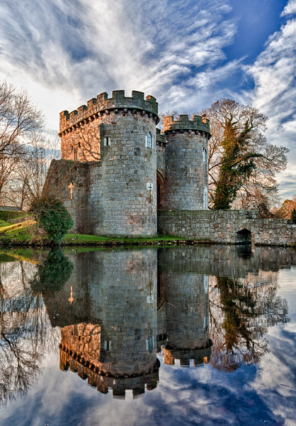 Whittington Castle in Shropshire reflecting  Picture Board by Steve Heap