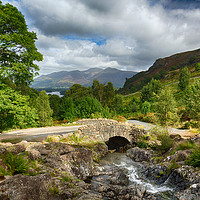 Buy canvas prints of Ashness Bridge over small stream in Lake District by Steve Heap