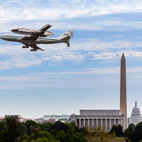 Buy canvas prints of Space Shuttle Discovery flies over Washington DC by Steve Heap