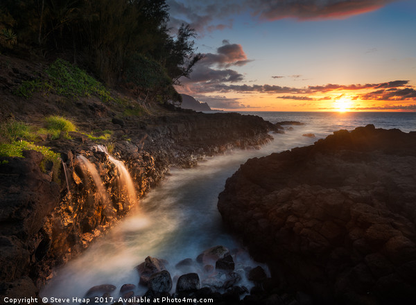 Waterfall near Queens Bath in Princeville Kauai Picture Board by Steve Heap