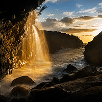 Buy canvas prints of Waterfall near Queens Bath in Princeville Kauai by Steve Heap