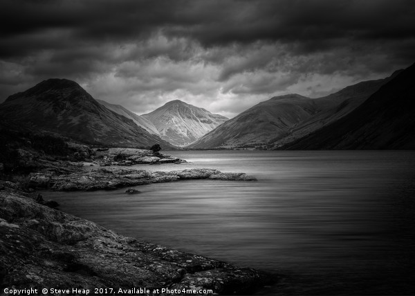 Moody black and white photo of Wastwater in Englis Picture Board by Steve Heap