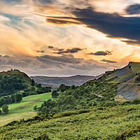 Buy canvas prints of Clearing clouds at sunset over Llangollen panorama by Steve Heap