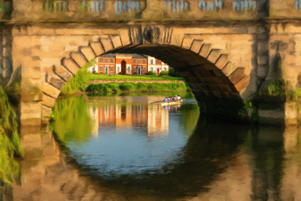 Digital art of the English Bridge in Shrewsbury Picture Board by Steve Heap