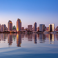Buy canvas prints of San Diego Skyline at sunset from Coronado by Steve Heap